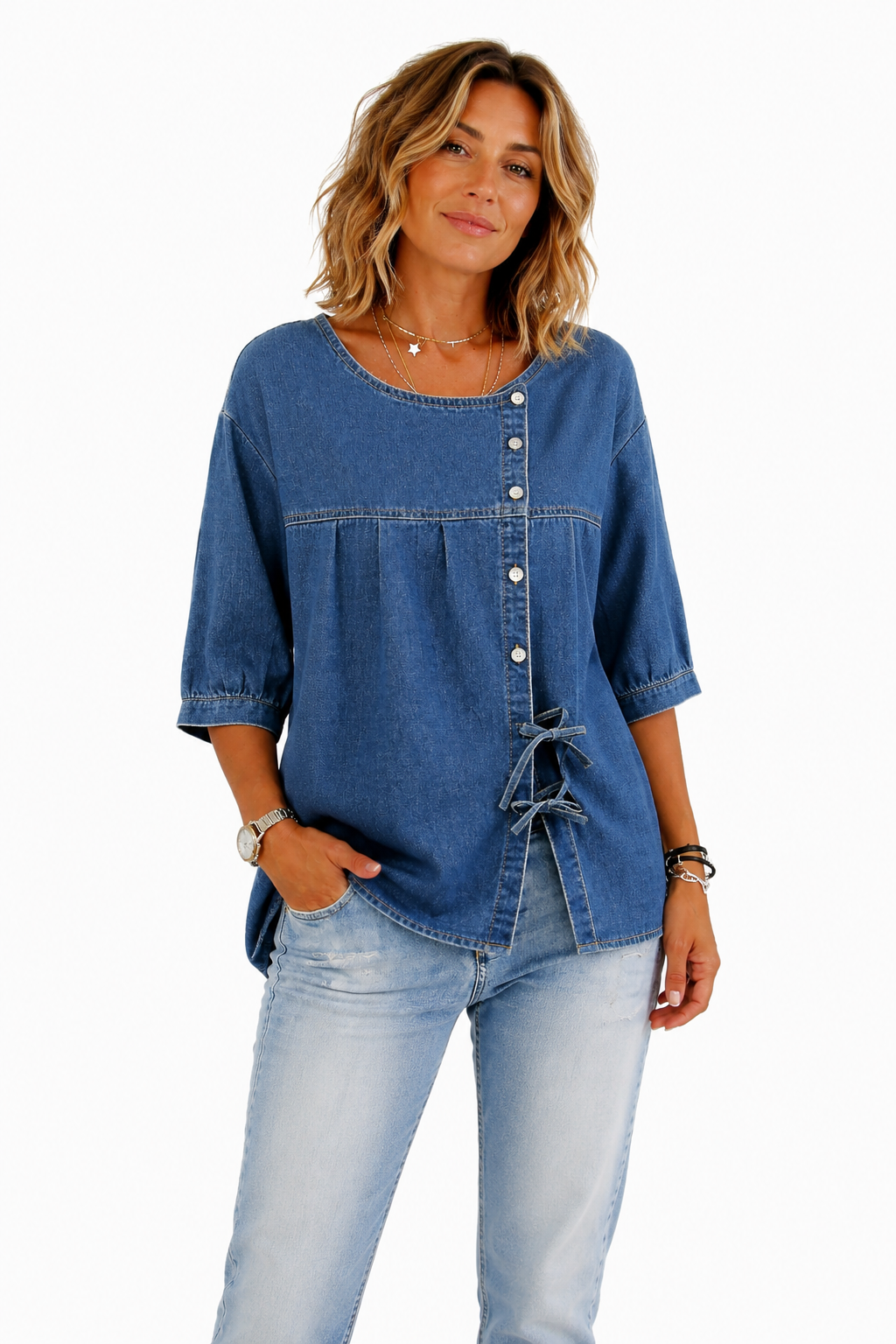 Lily | Blouse en Denim Vintage Loose