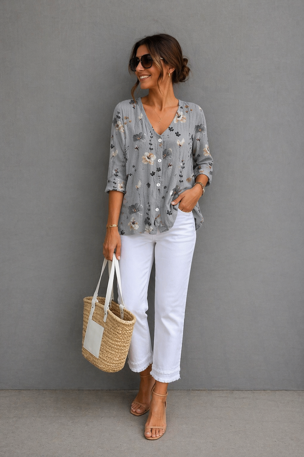 Blouse-Tunique Imprimée à Boutons