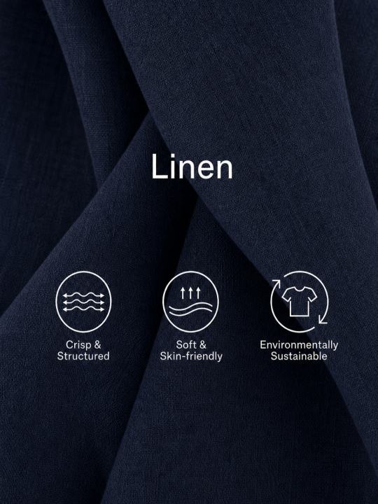 Robe Mini Femme Style Minimaliste Professionnel Bleu Marine en Lin, Col Rond, Boutons Asymétriques, Poche Latérale, Sans Manches MDZ0395F6GMJ