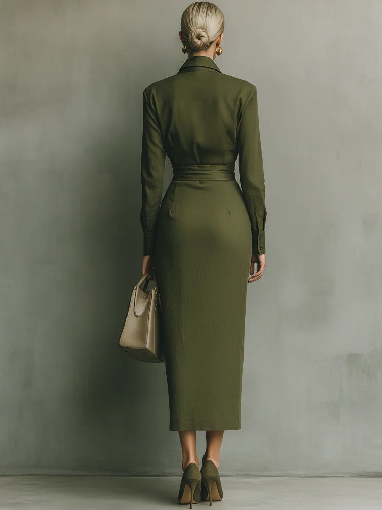 Noelia | Robe Longue Vert Militaire