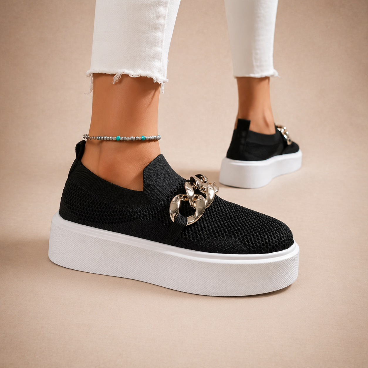 Maria - Scarpe con Catena en Métallo