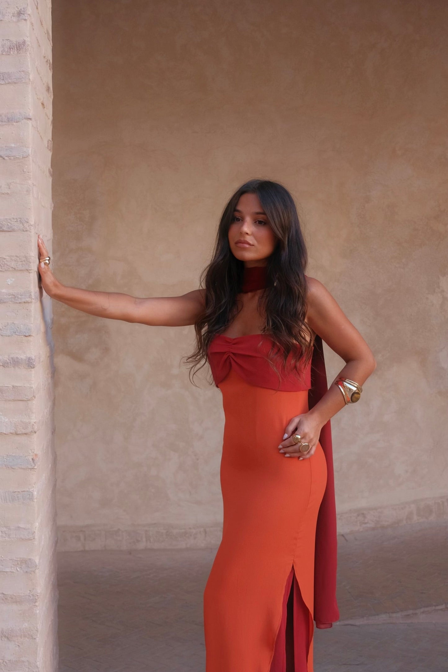 Robe Zahara Orange et Rouge