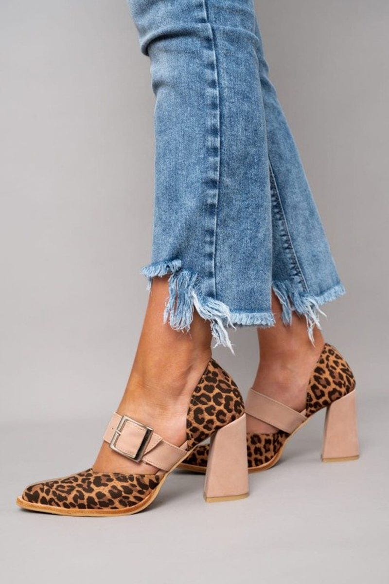 Ilana | Chaussures à Talons Larges Avec un Imprimé Léopard Saisissant
