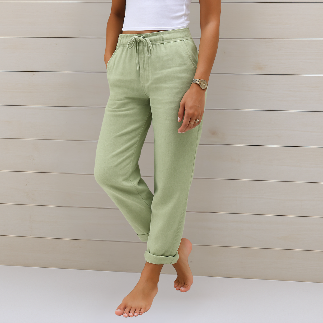 Anne | Pantalon Extensible en Lin Respirant de Première Qualité