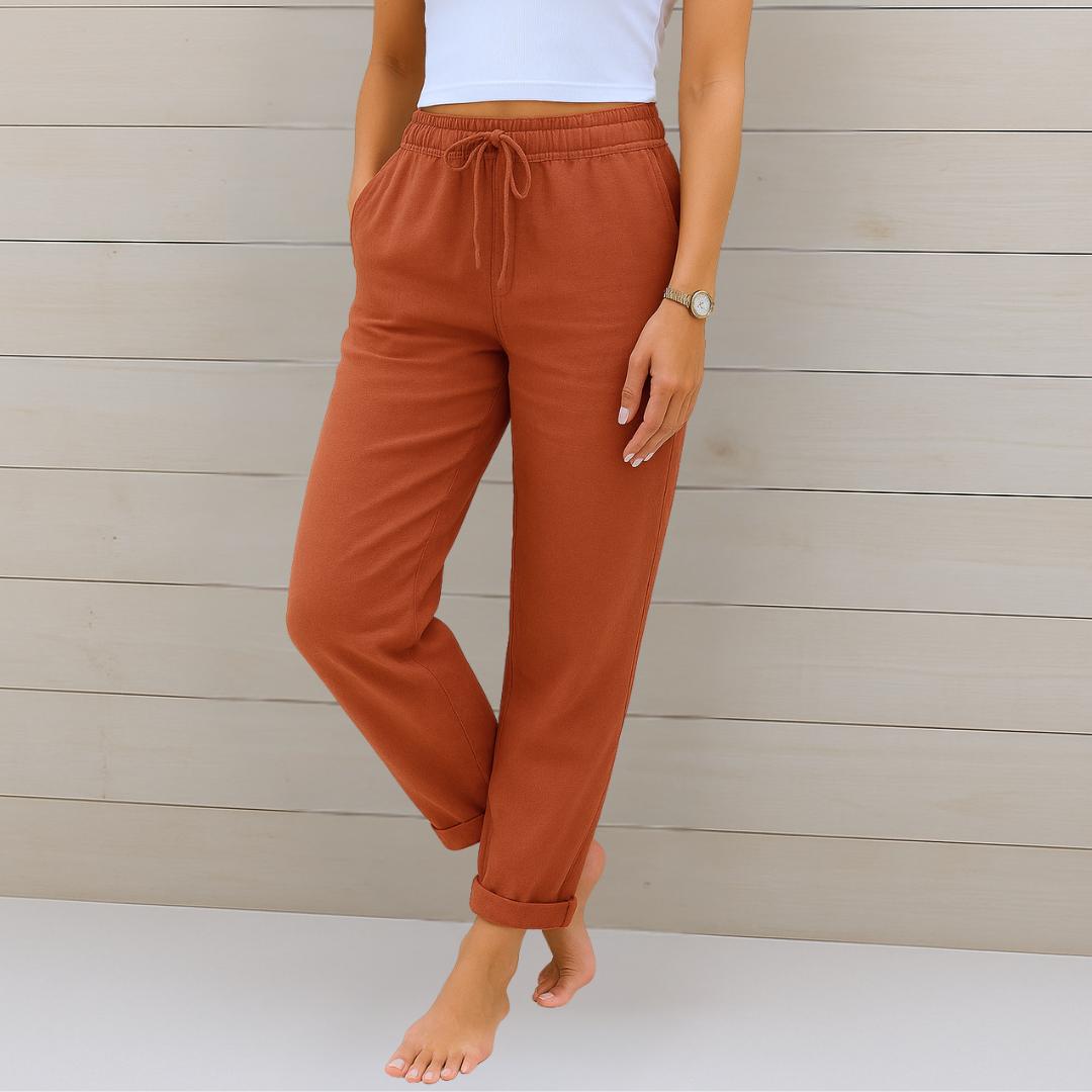 Anne | Pantalon Extensible en Lin Respirant de Première Qualité