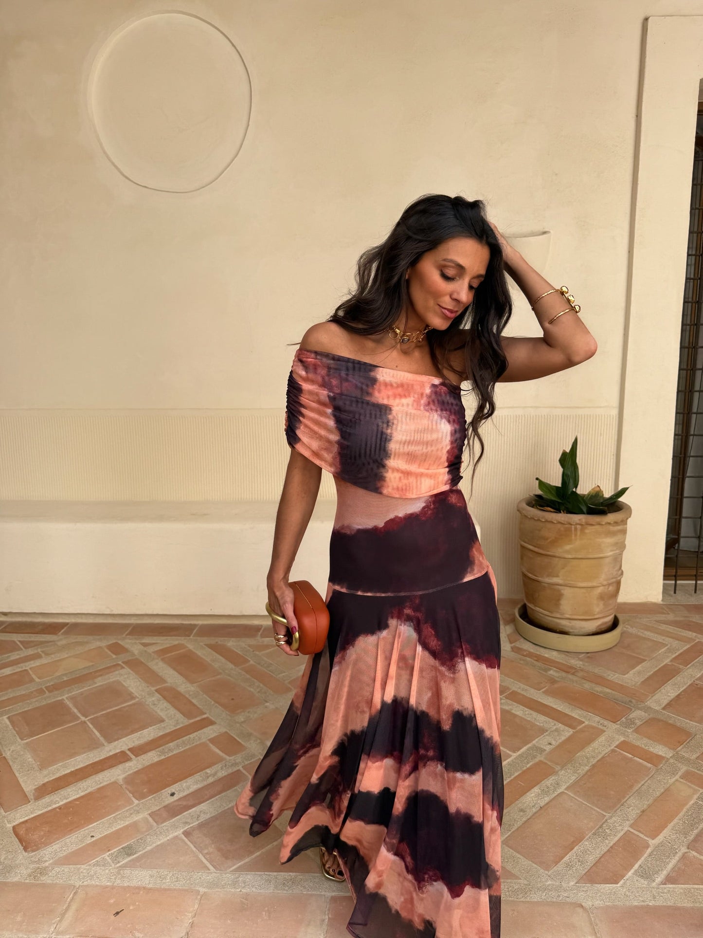 Robe Toledo Imprimée Orange et Marron