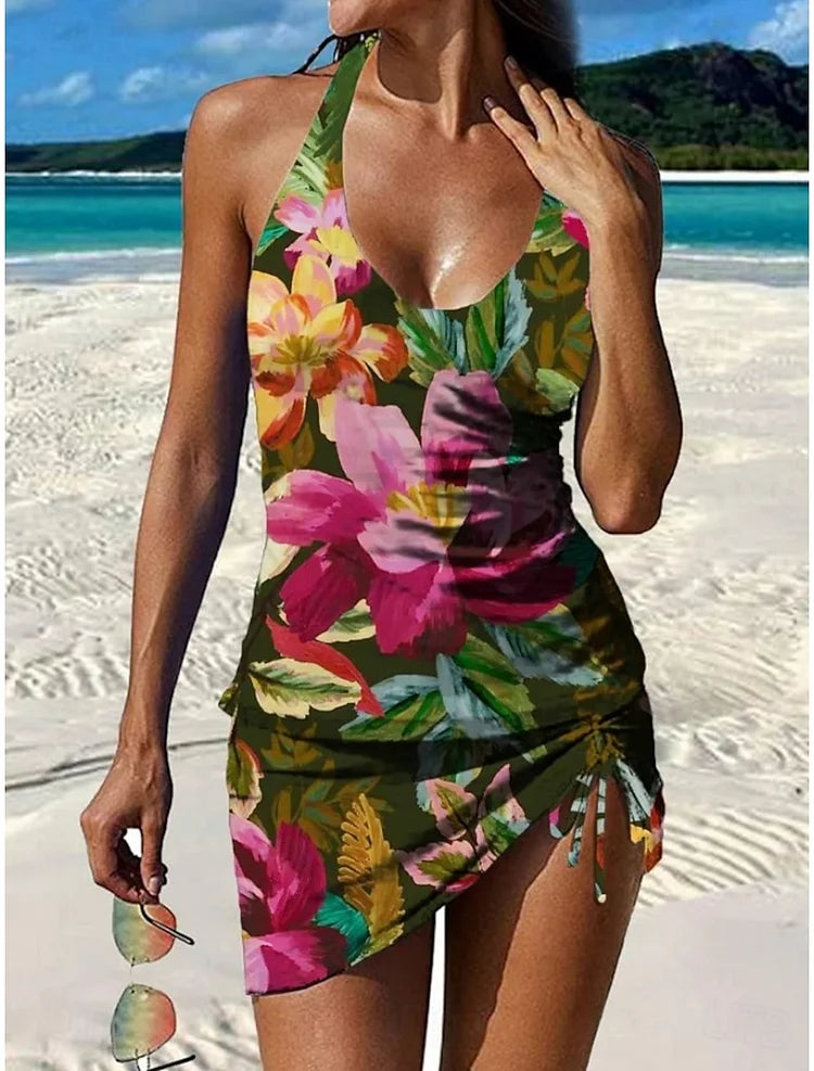 Fiesta | Tankini à imprimé floral avec short intégré pour un effet ventre plat