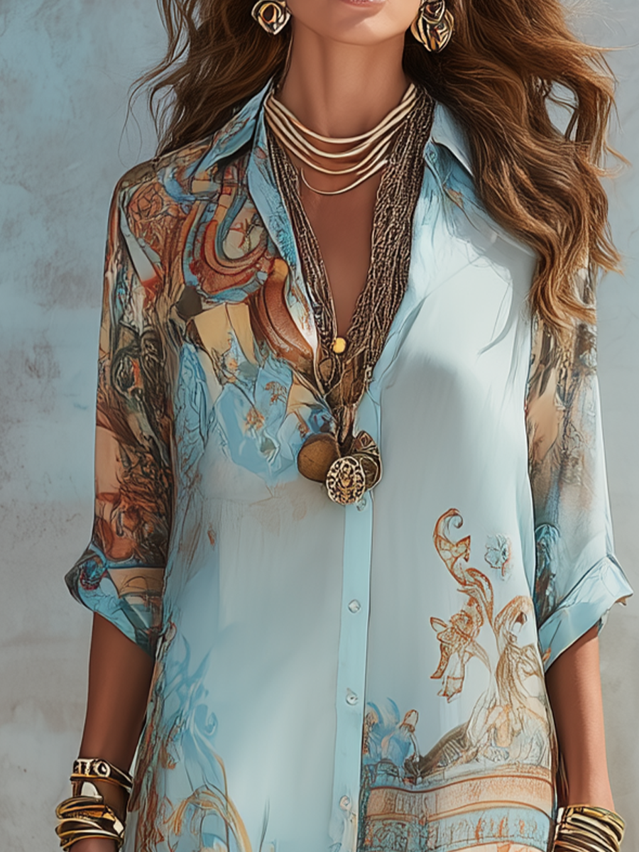Giorgia | Robe Chemise Imprimée Florale Baroque