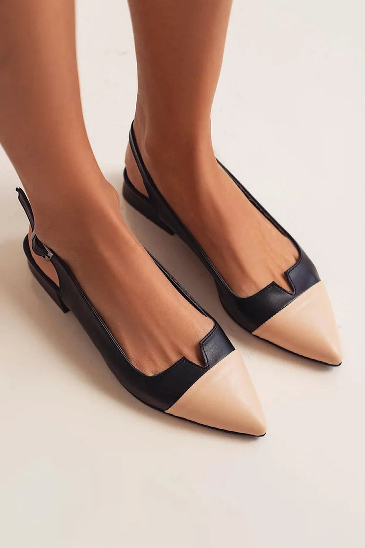 Ballerines à Bout Pointu Avec un Détail Bicolore