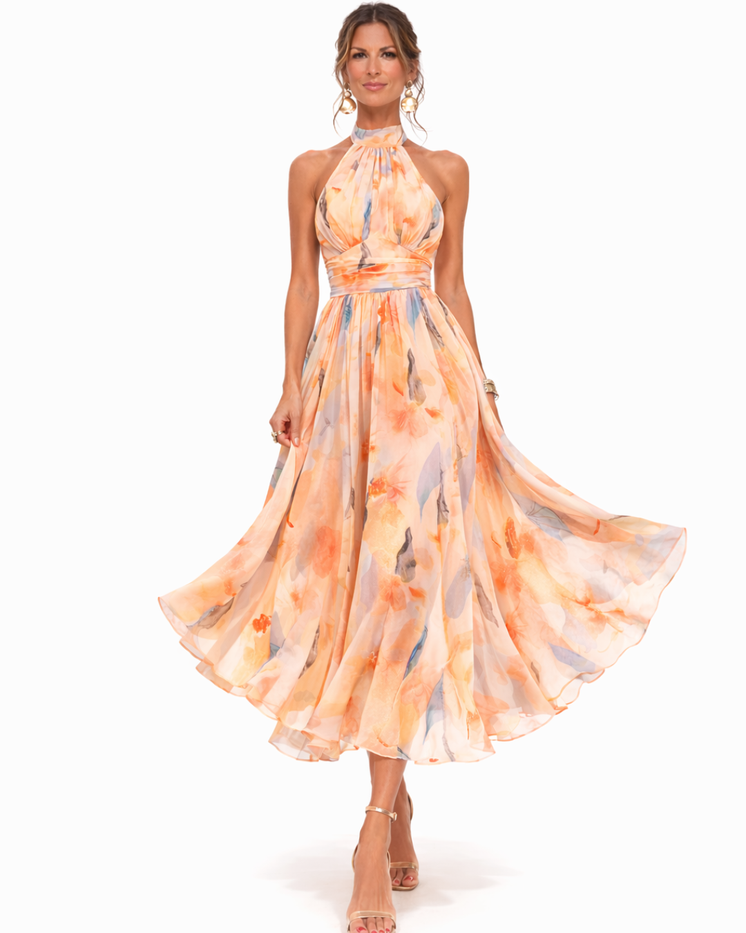Aurora™ | Robe à Col Halter et Motif Aquarelle