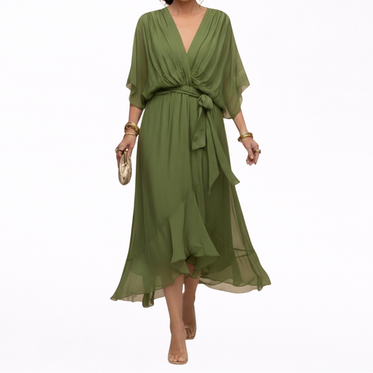 Mónica | Vestido de gasa con escote en V