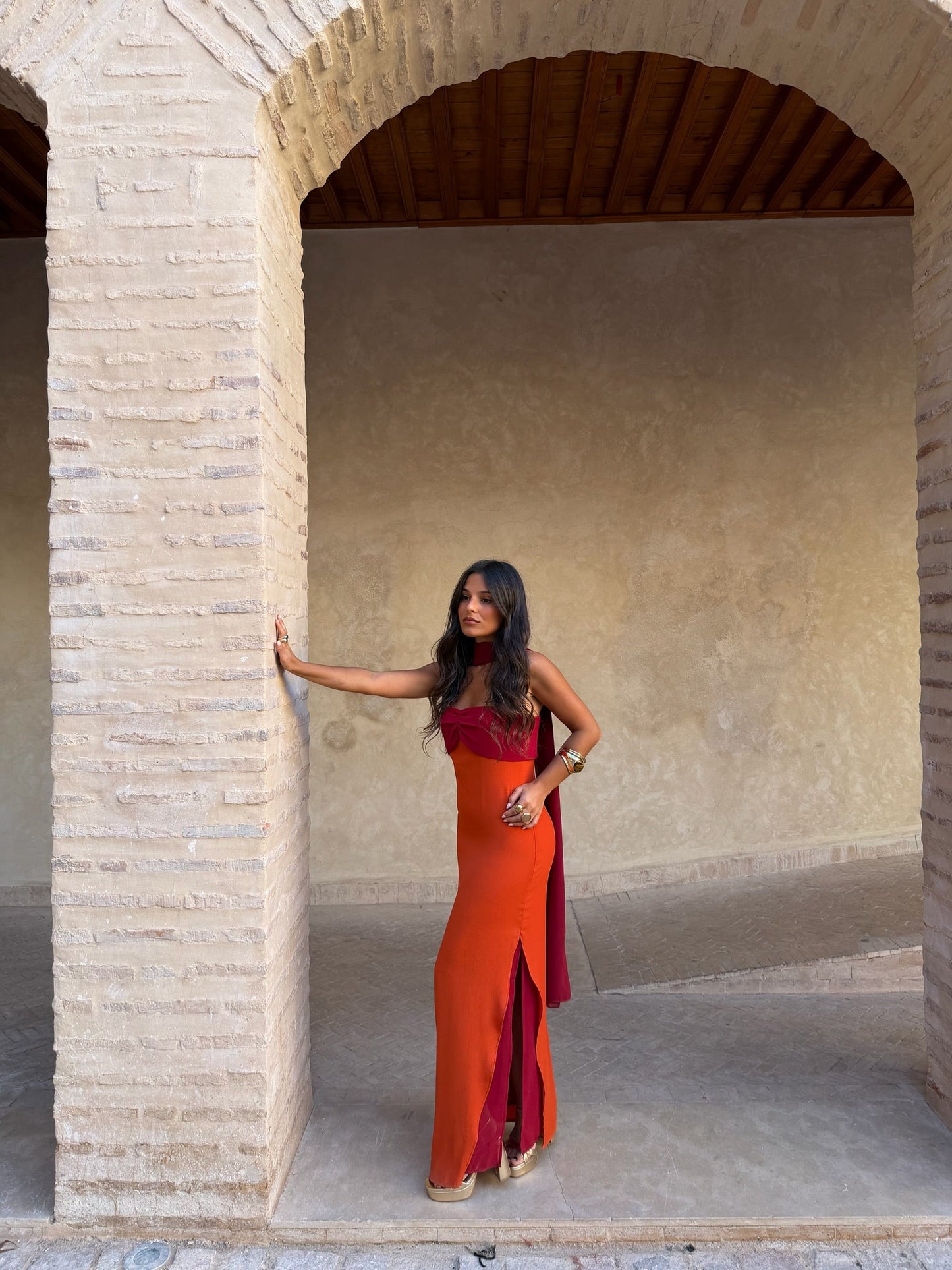 Robe Zahara Orange et Rouge