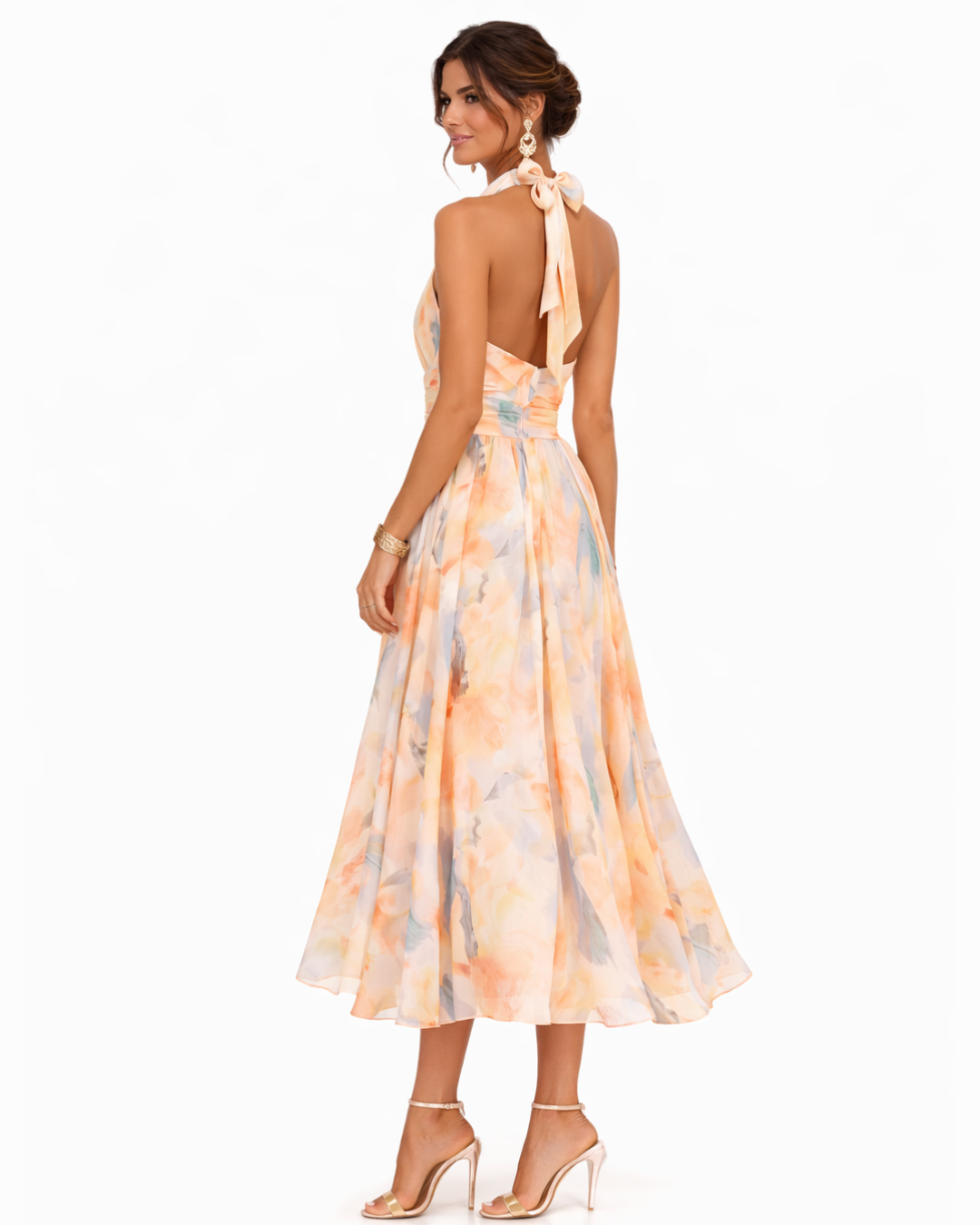 Aurora™ | Robe à Col Halter et Motif Aquarelle