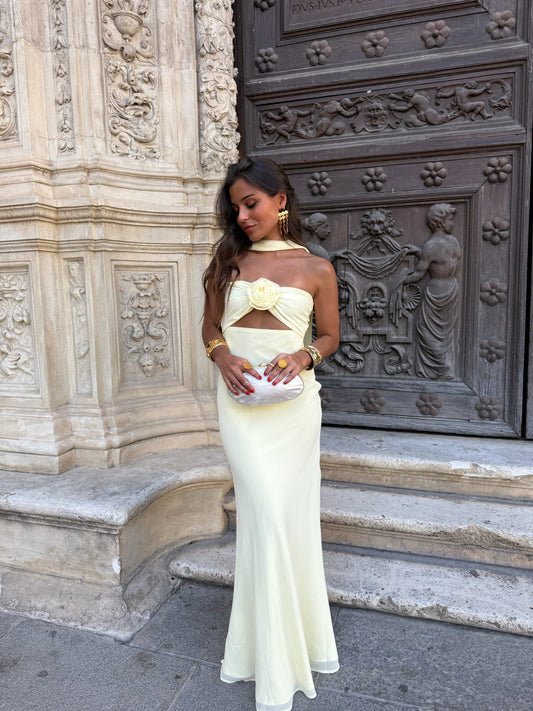 Robe Jaune Pastel à Fleurs