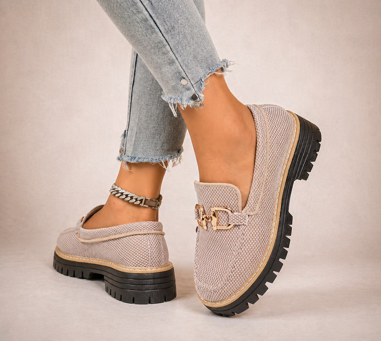 Romina - Mocassins en Maille Respirante Avec Semelles Épaisses