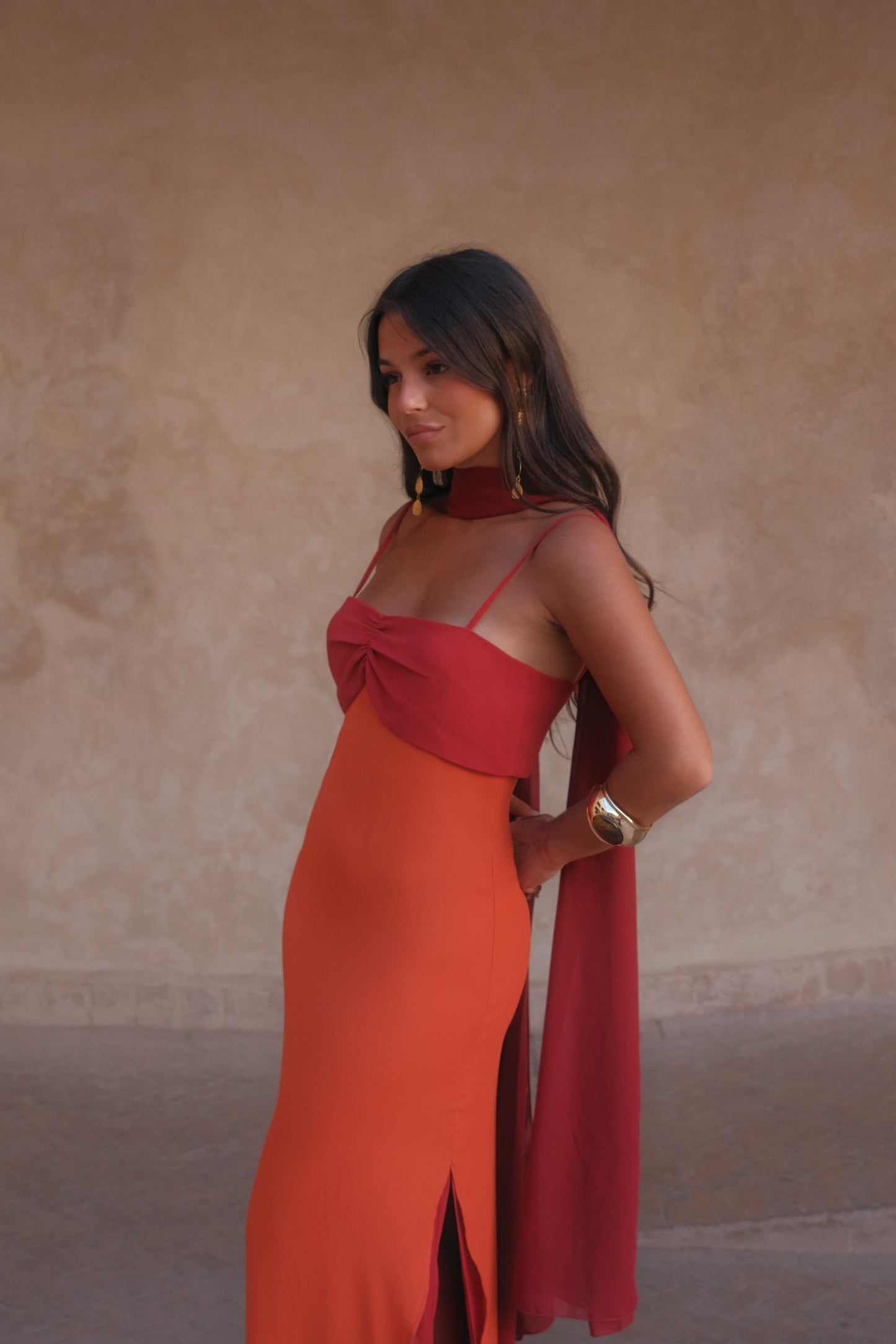 Robe Zahara Orange et Rouge