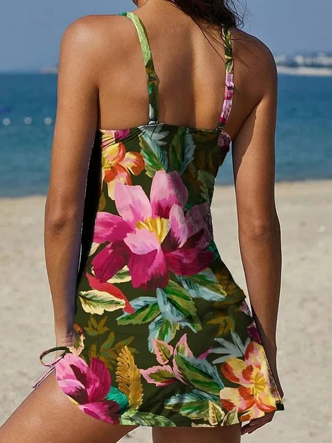 Fiesta | Tankini à imprimé floral avec short intégré pour un effet ventre plat