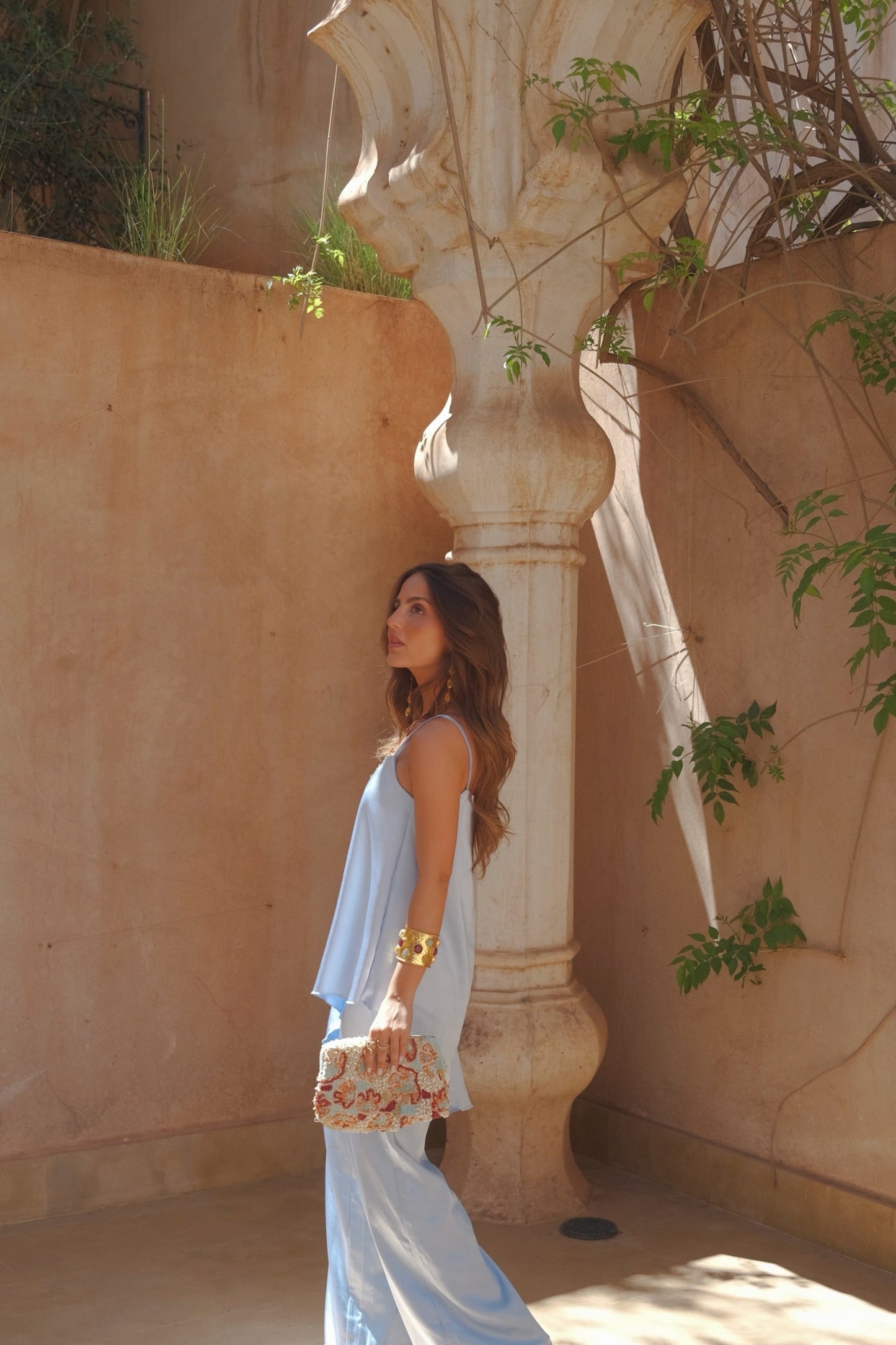 Ensemble en Satin Bleu Ciel
