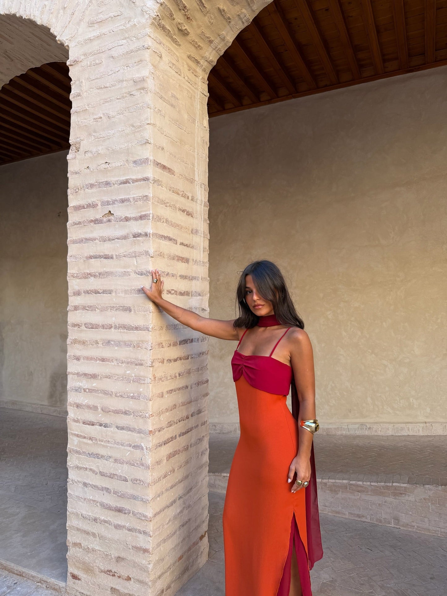 Robe Zahara Orange et Rouge