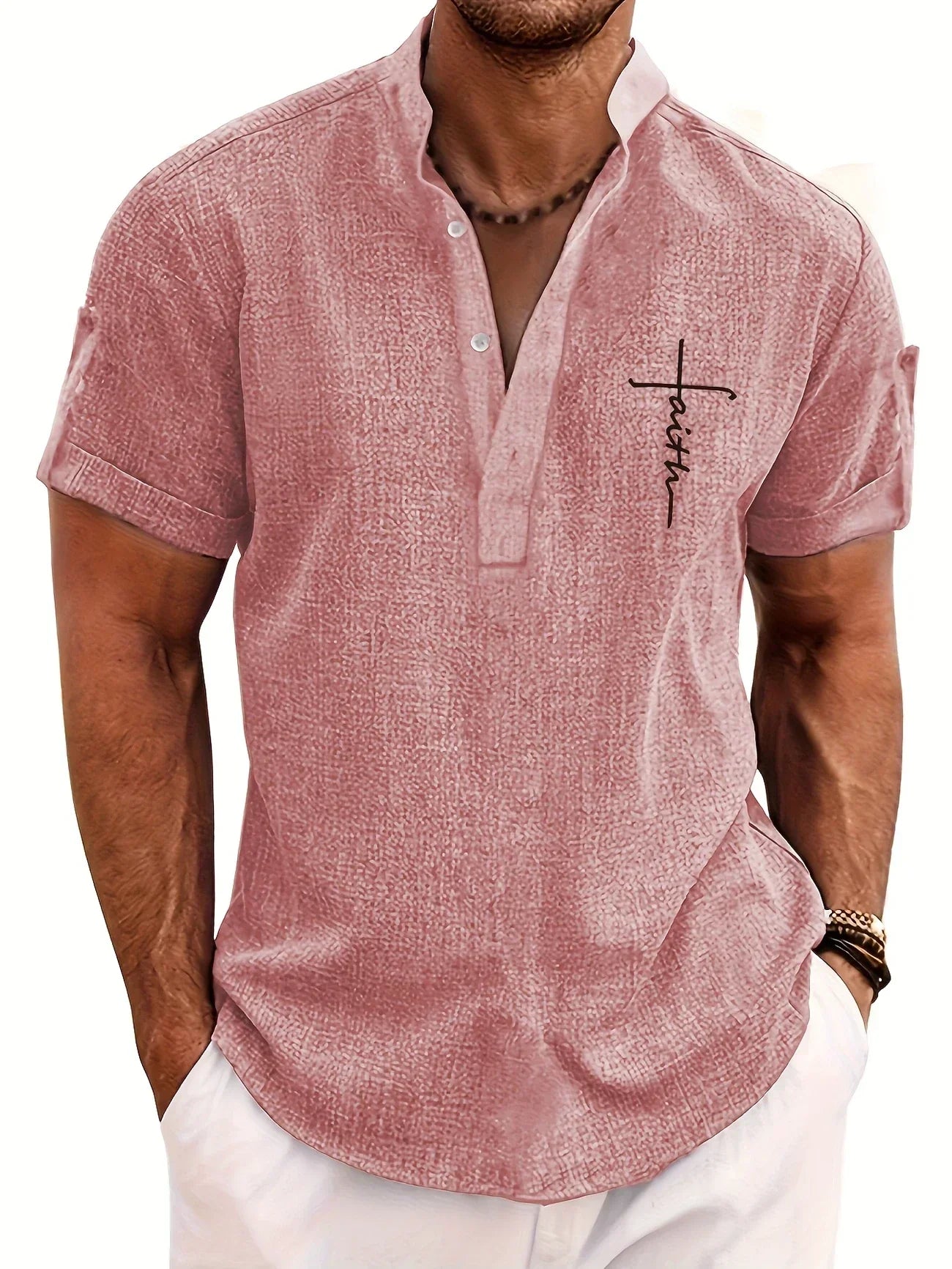 Leblanc | Chemise Élégante à Manches Courtes et Col Montant