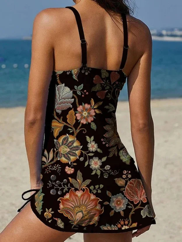 Fiesta | Tankini à imprimé floral avec short intégré pour un effet ventre plat