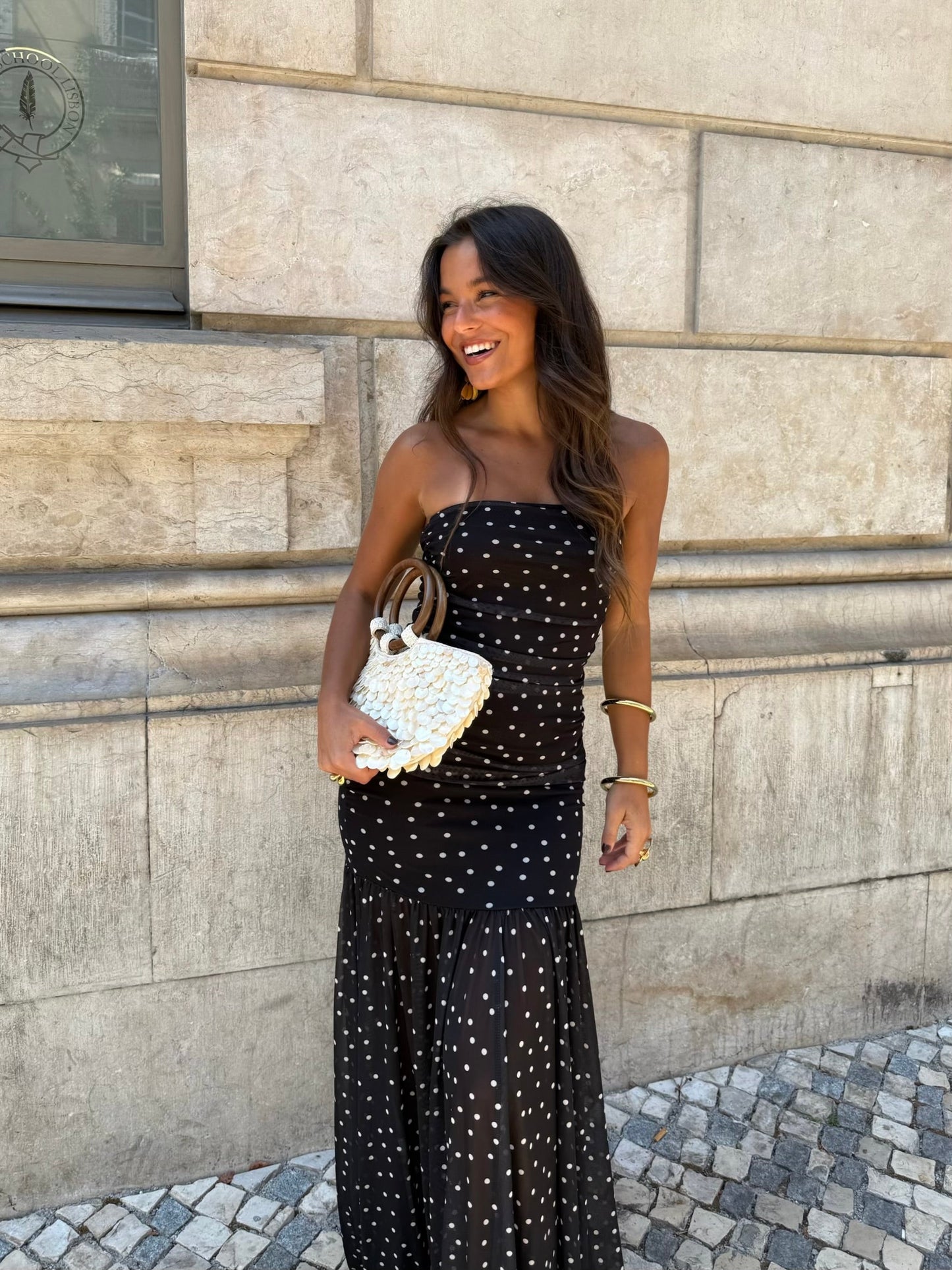 Robe à Pois Noirs