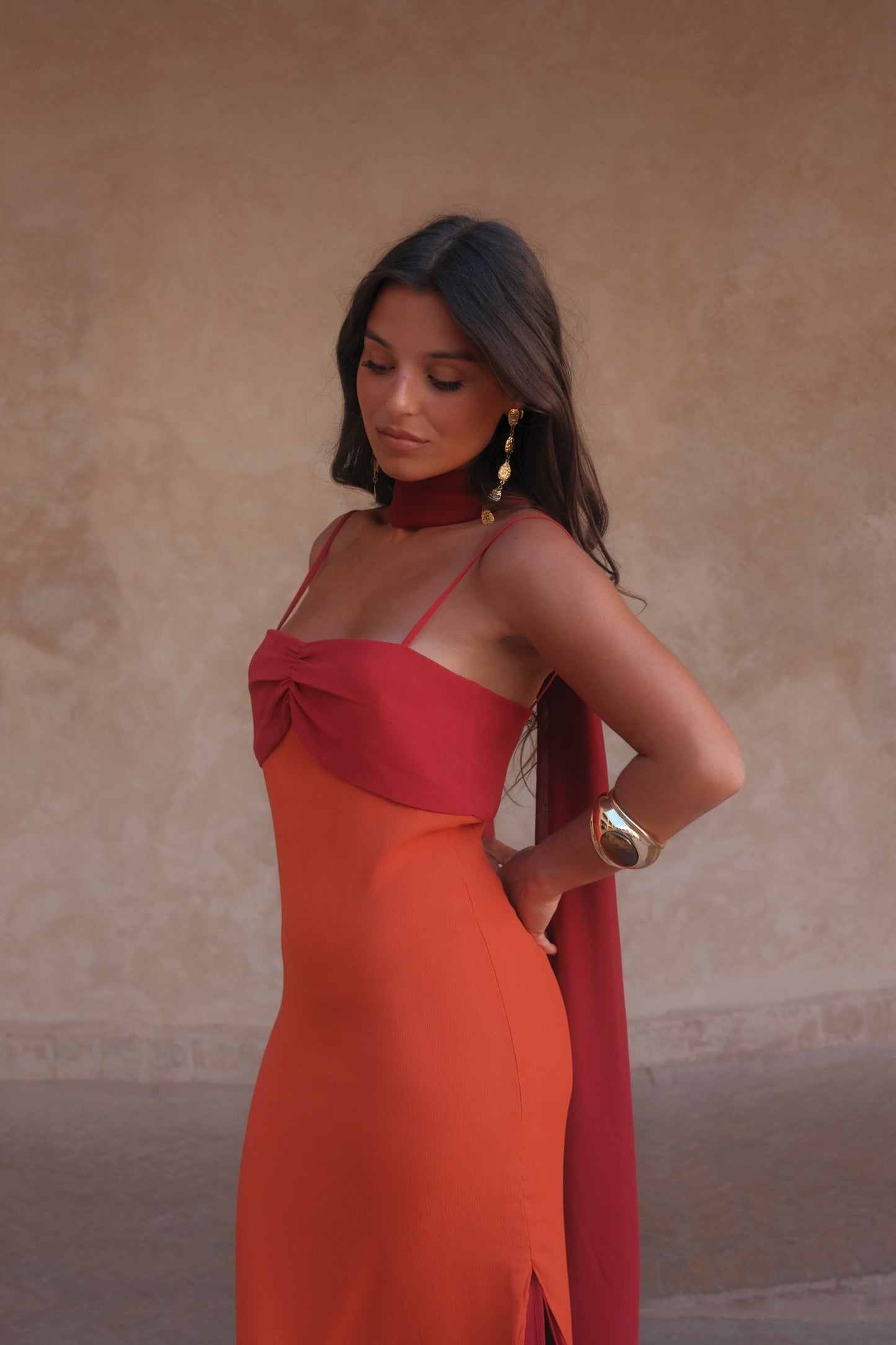 Robe Zahara Orange et Rouge