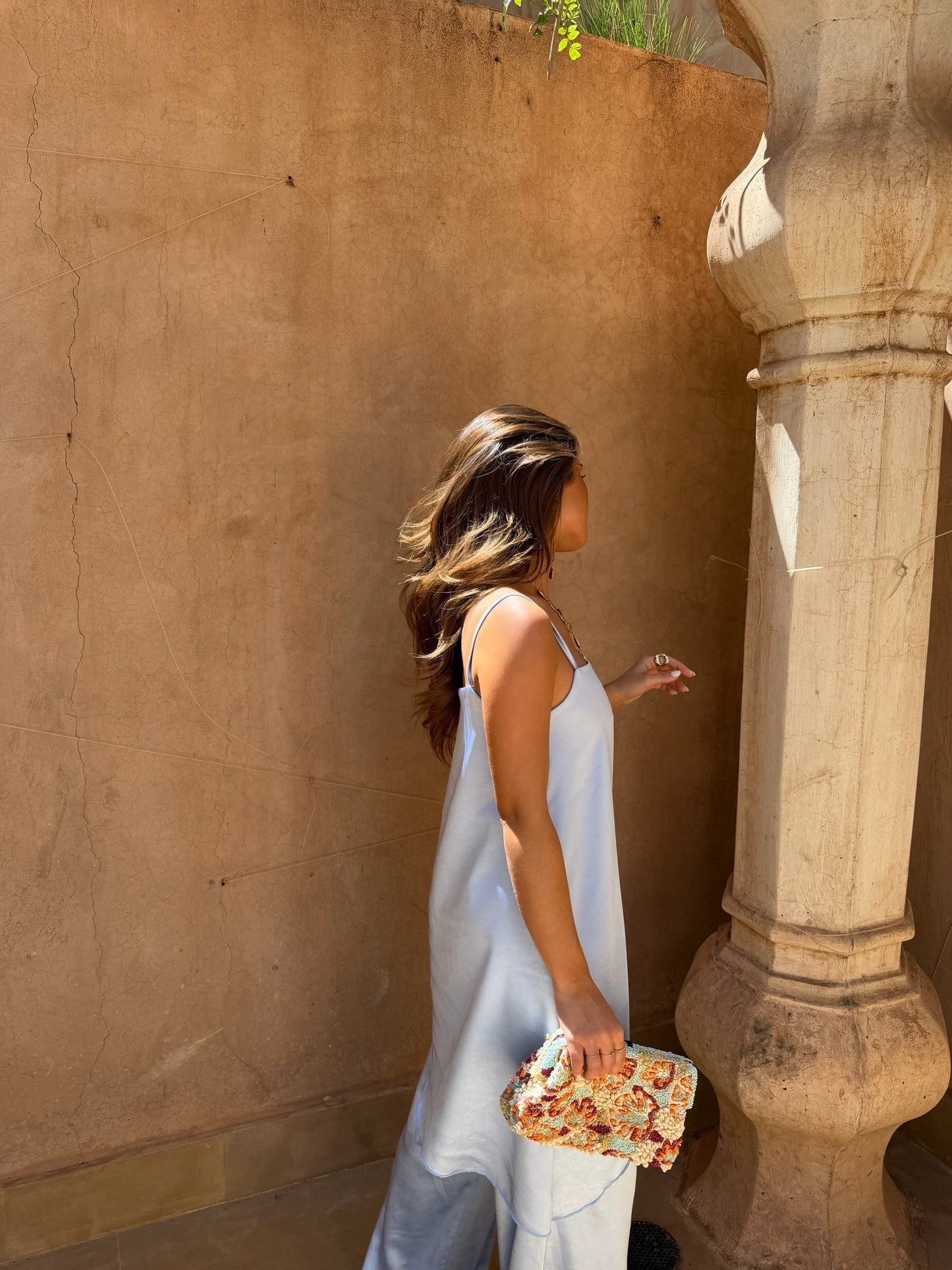 Ensemble en Satin Bleu Ciel