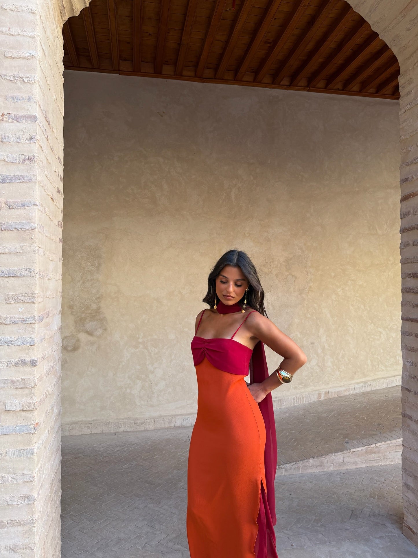 Robe Zahara Orange et Rouge