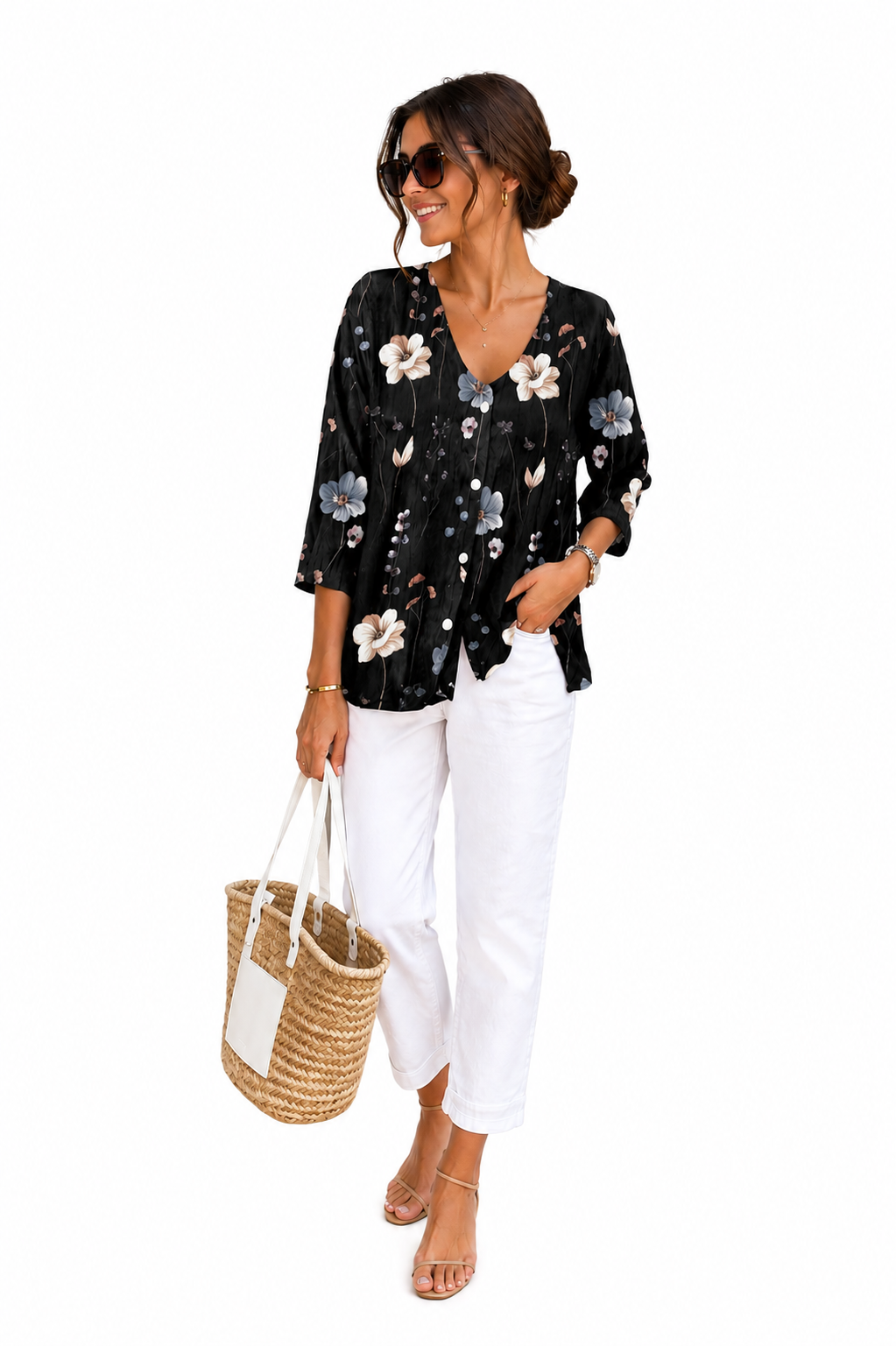 Blouse-Tunique Imprimée à Boutons