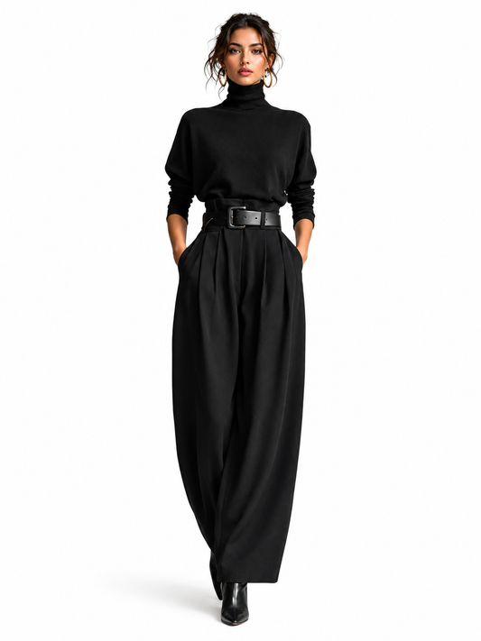 Lisa | Ensemble 2 Pièces Noir Avec Ceinture
