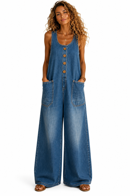 Combinaison Valentina en Denim de Coton Délavé Style Vintage