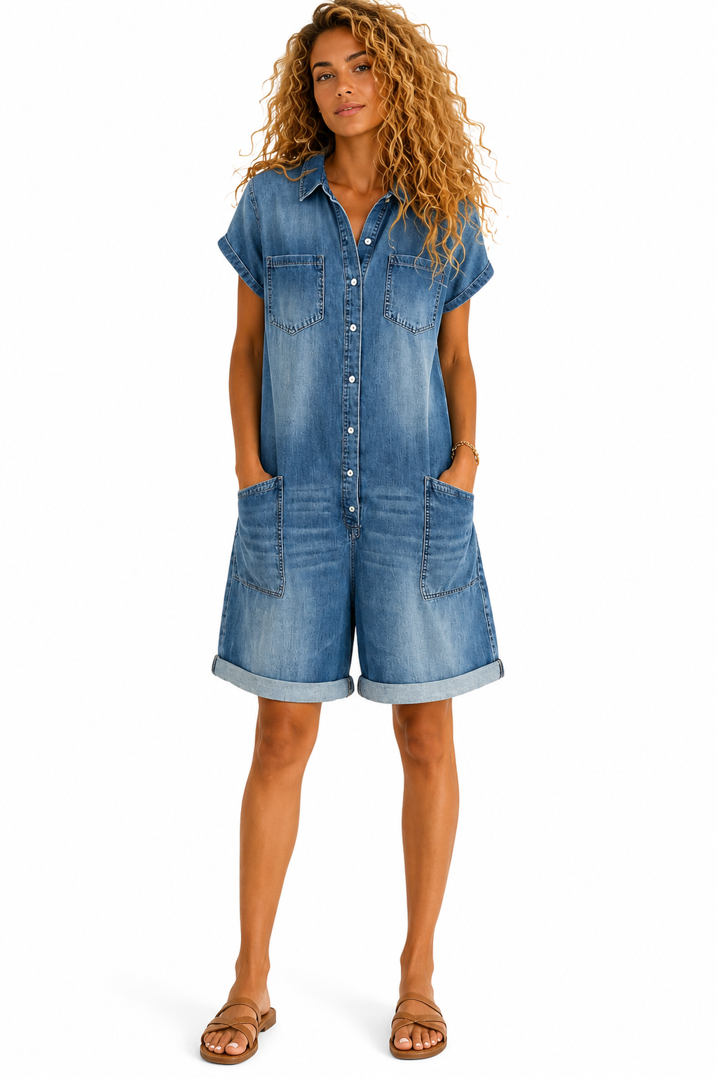 Sofia - Salopette Vintage en Coton Effet Denim