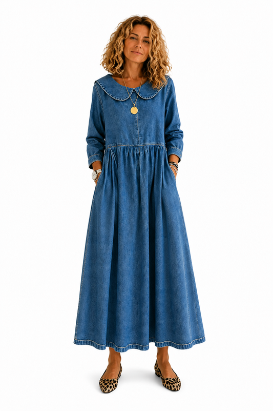 Clara | Robe en Jean avec Col Peter Pan