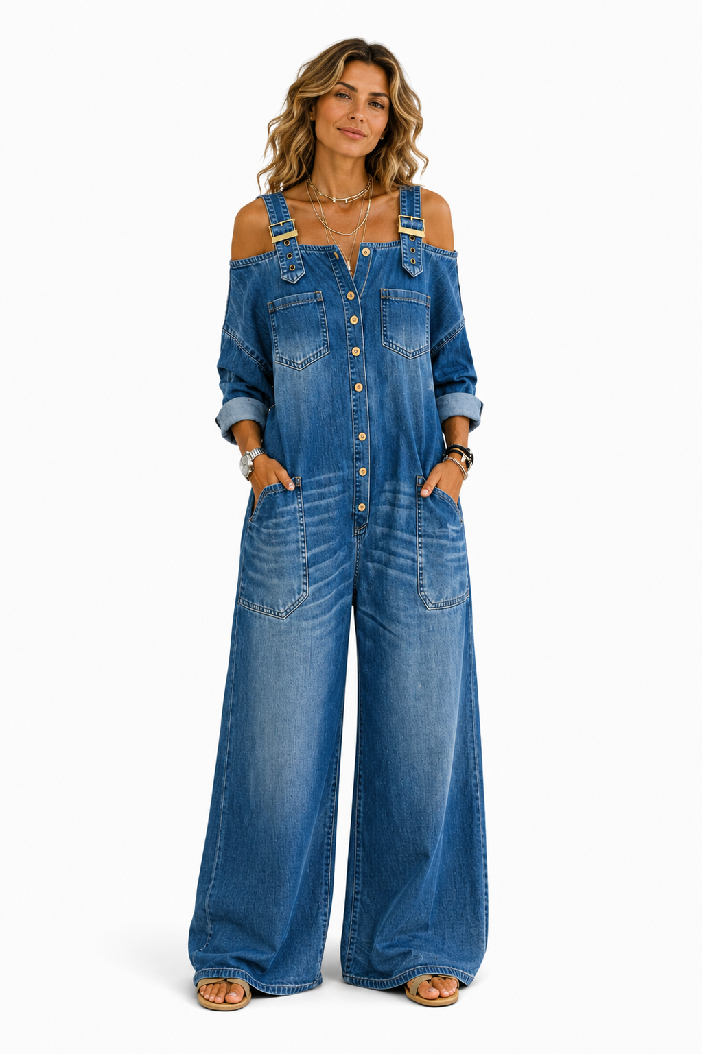Sophia | Robe en Denim avec Épaules Dénudées
