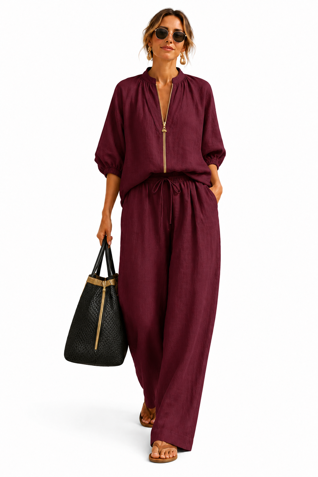 Alba | Ensemble Deux Pièces : Chemise Style Décontracté et Pantalon à Jambes Larges