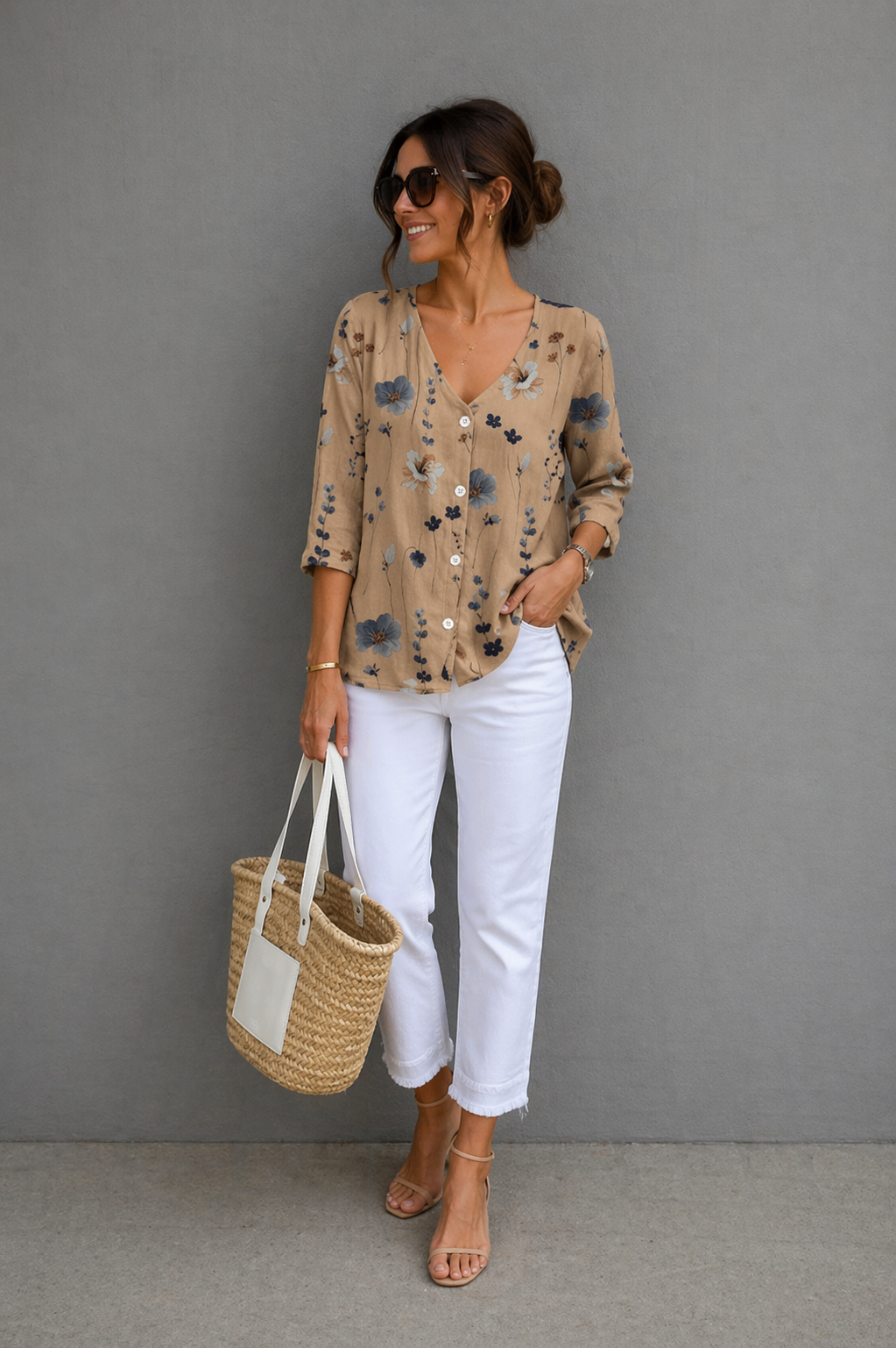 Blouse-Tunique Imprimée à Boutons
