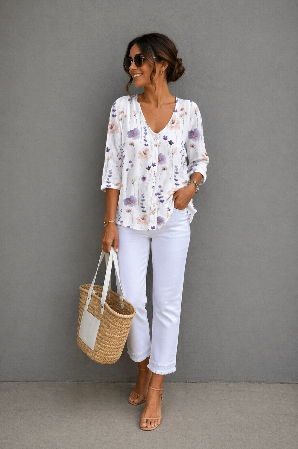 Blouse-Tunique Imprimée à Boutons