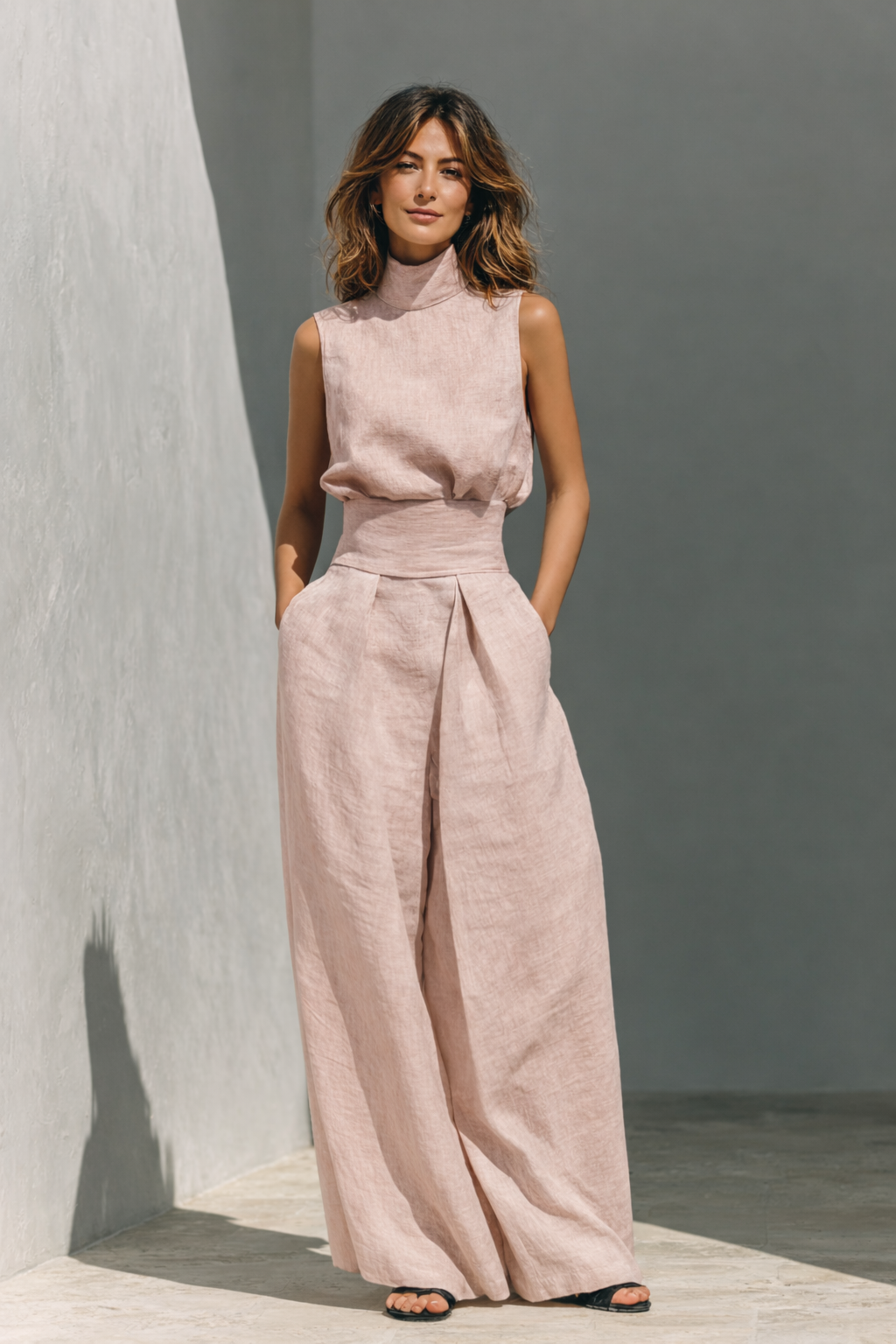 Maria™ | Ensemble Minimaliste en Coton et Lin Composé d'un Débardeur et d'un Pantalon Large pour Femme
