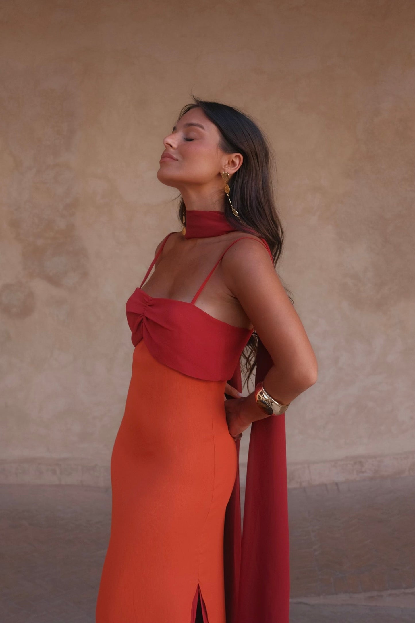 Robe Zahara Orange et Rouge