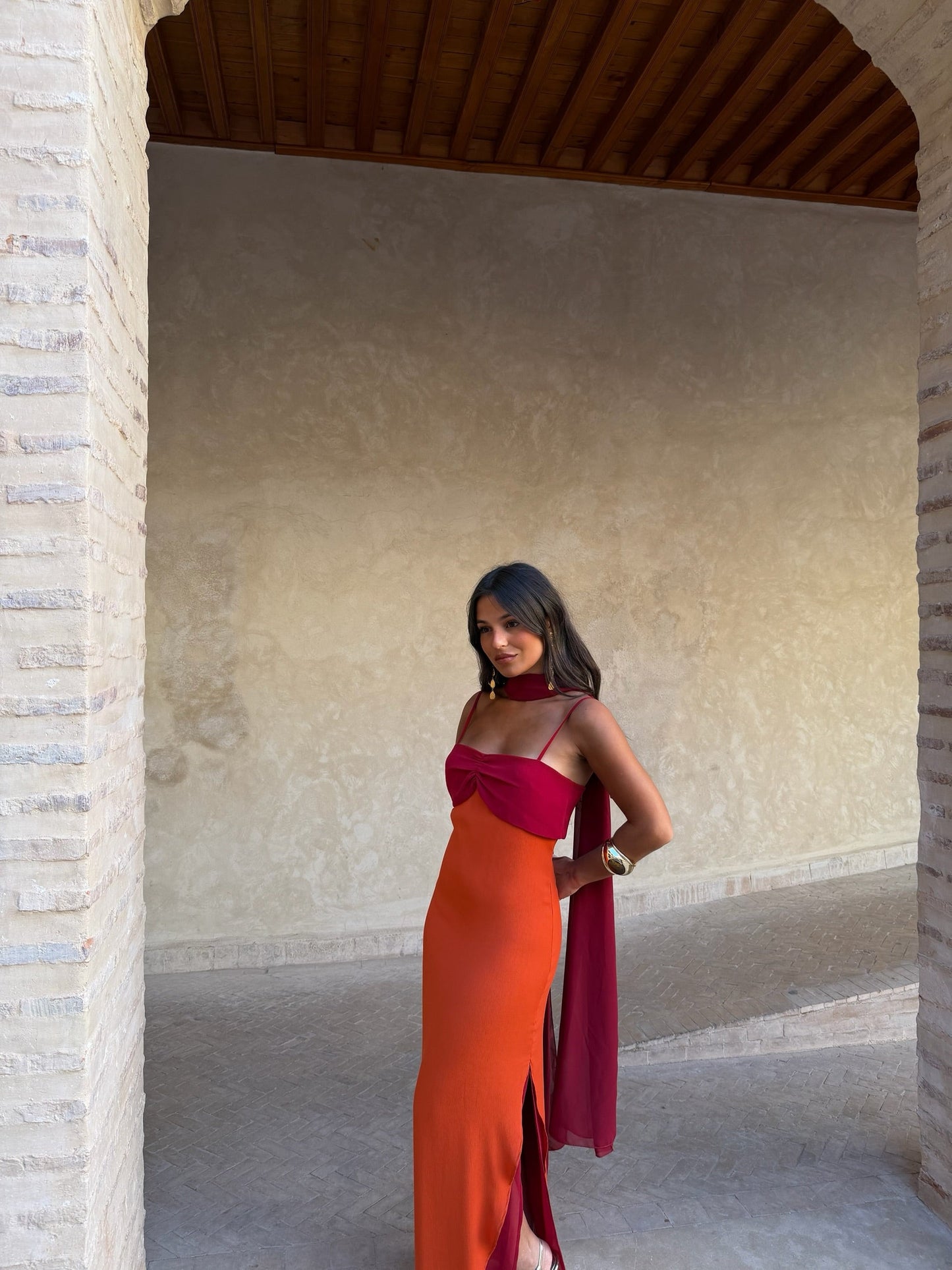 Robe Zahara Orange et Rouge