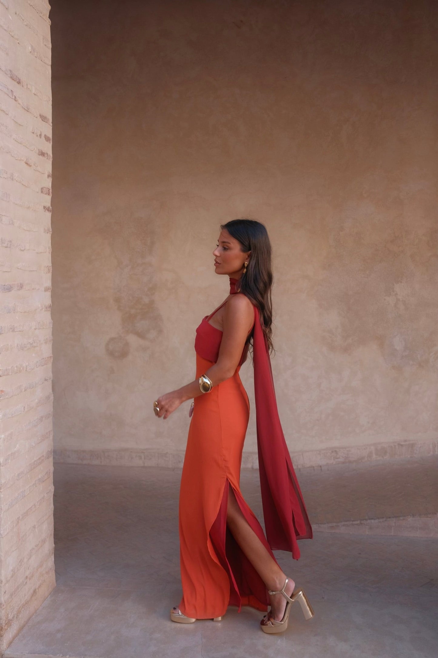 Robe Zahara Orange et Rouge