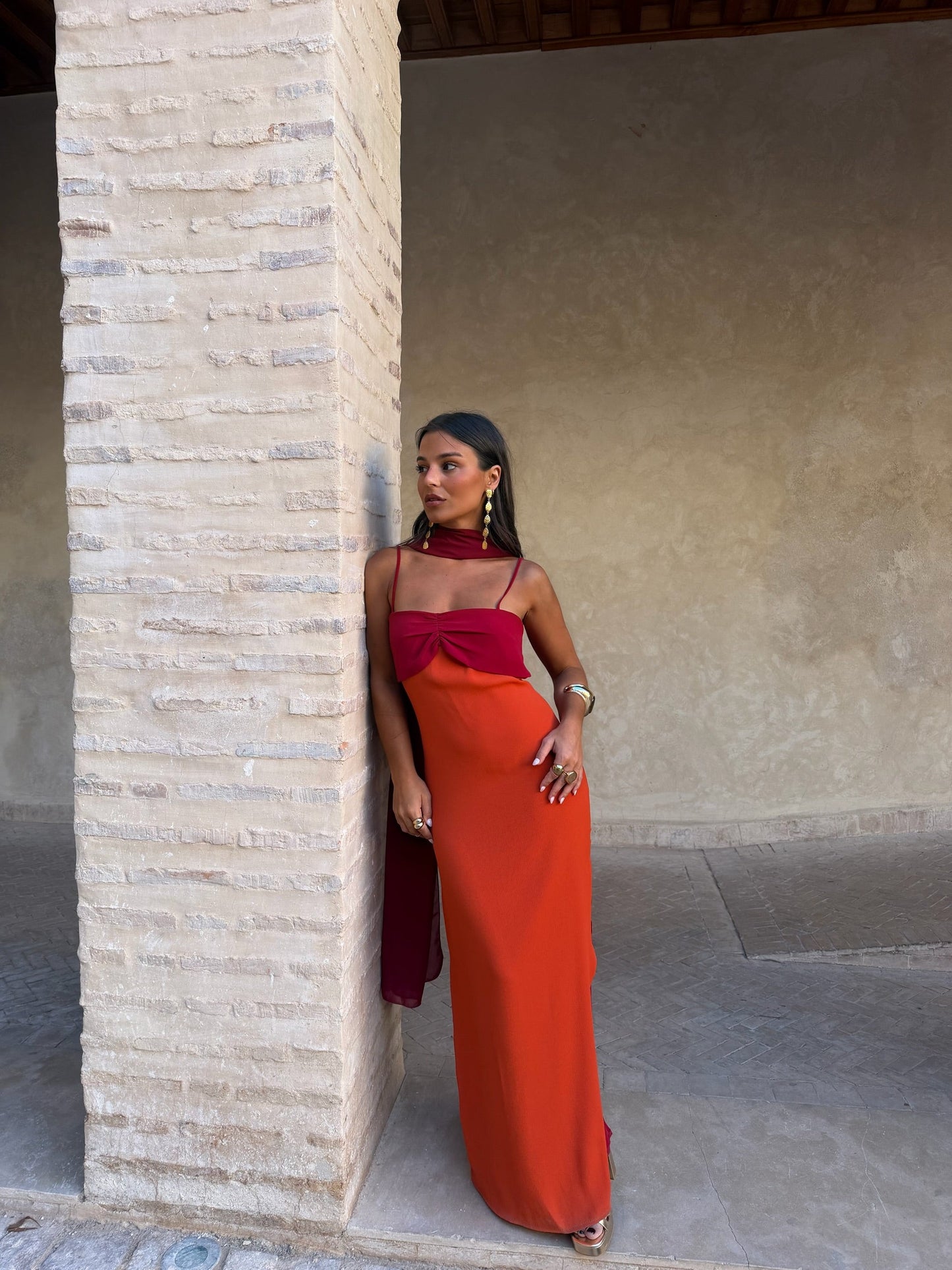 Robe Zahara Orange et Rouge