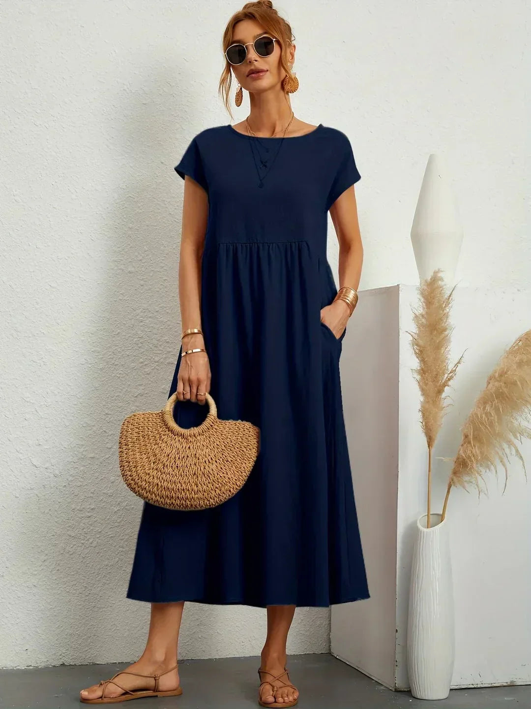Gabriela™ | Robe Midi Fluide à l'Élégance Intemporelle
