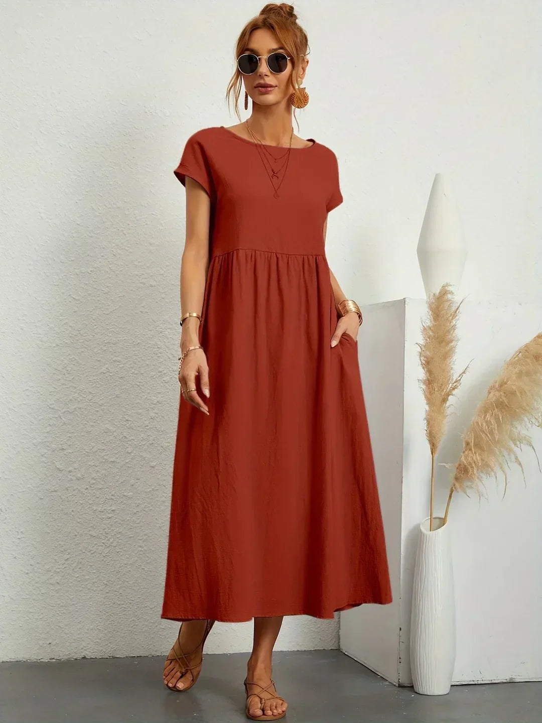 Gabriela™ | Robe Midi Fluide à l'Élégance Intemporelle