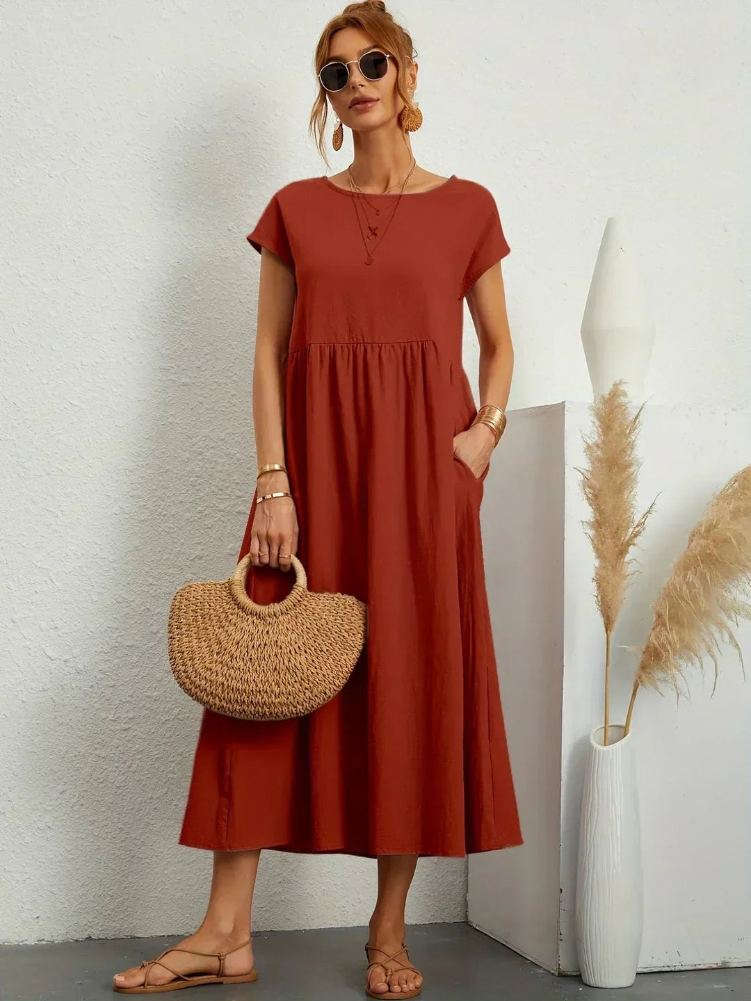 Gabriela™ | Robe Midi Fluide à l'Élégance Intemporelle