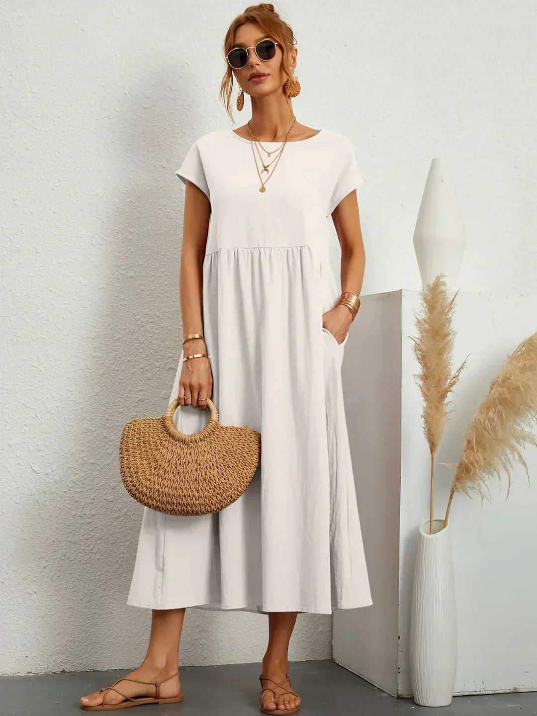 Gabriela™ | Robe Midi Fluide à l'Élégance Intemporelle