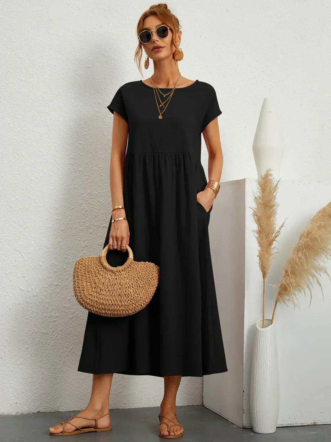 Gabriela™ | Robe Midi Fluide à l'Élégance Intemporelle