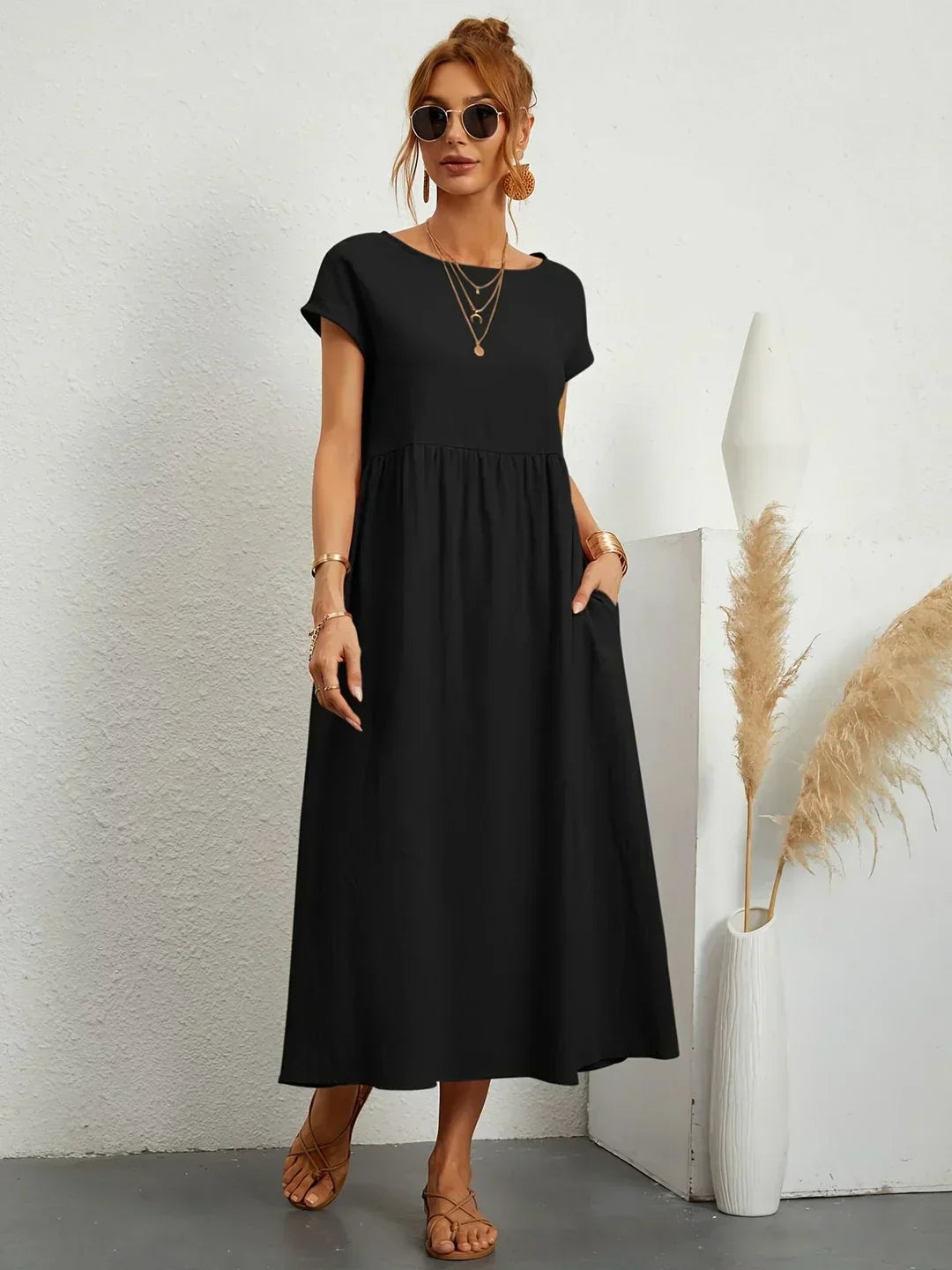 Gabriela™ | Robe Midi Fluide à l'Élégance Intemporelle