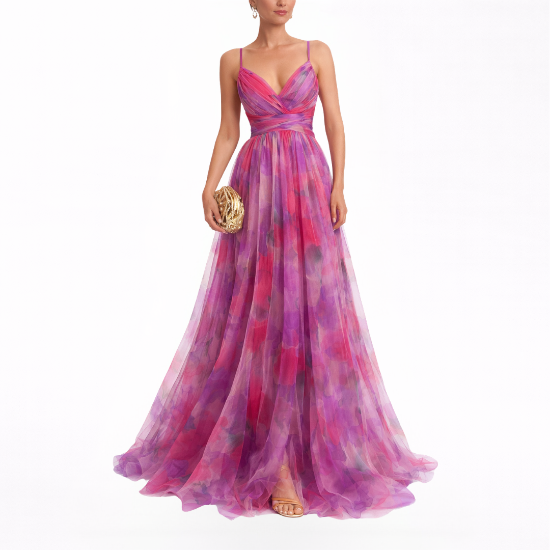 Giselle | Vestido largo con estampado floral encantador